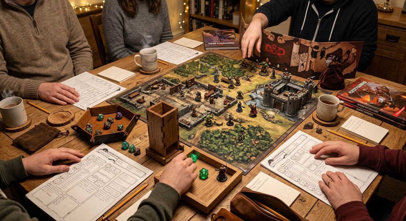 Pessoas jogando RPG de mesa